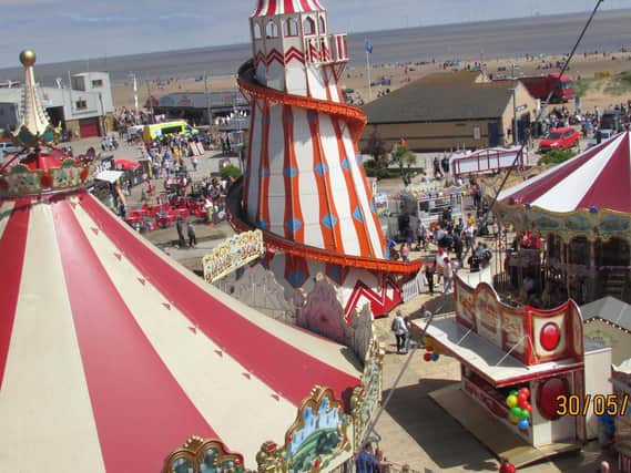 Birds eye view of Skegness on Bank Holiday Sunday.