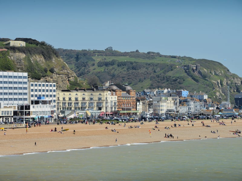 People enjoying the bank holiday weekend on May 30 in Hastings.View of Hastings beach from the pier. SUS-210531-071240001