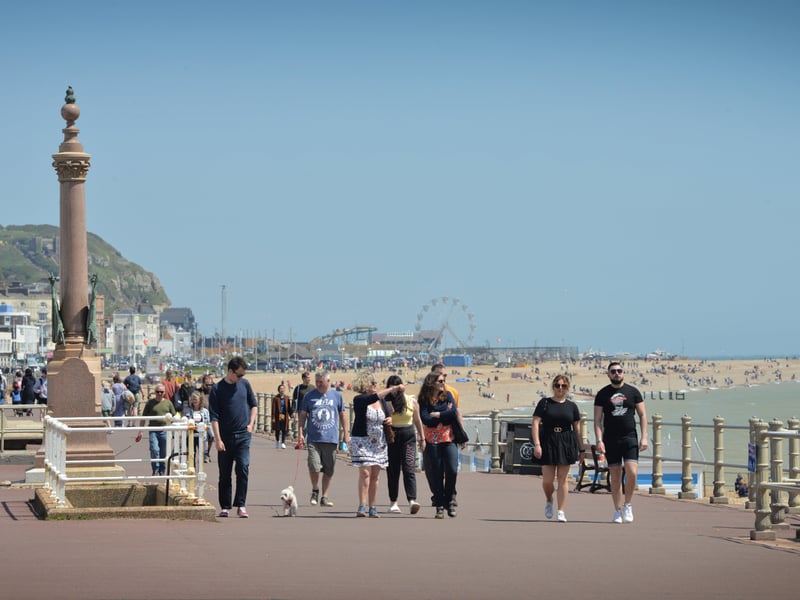 People enjoying the bank holiday weekend on May 30 in Hastings. SUS-210531-071521001
