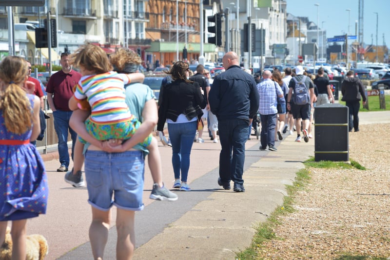 People enjoying the bank holiday weekend on May 30 in Hastings. SUS-210531-070726001