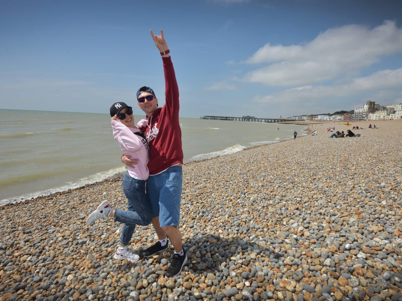 People enjoying the bank holiday weekend on May 30 in Hastings. SUS-210531-070859001
