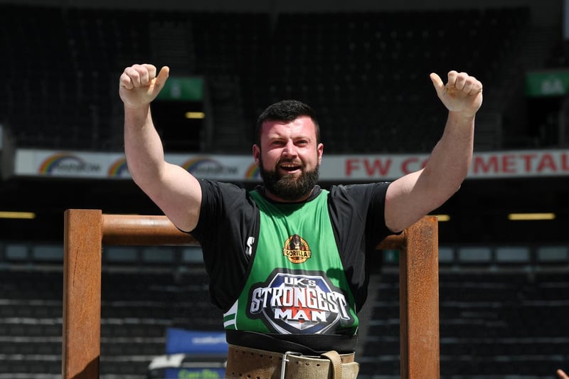 This strongman is thrilled he completed his feat