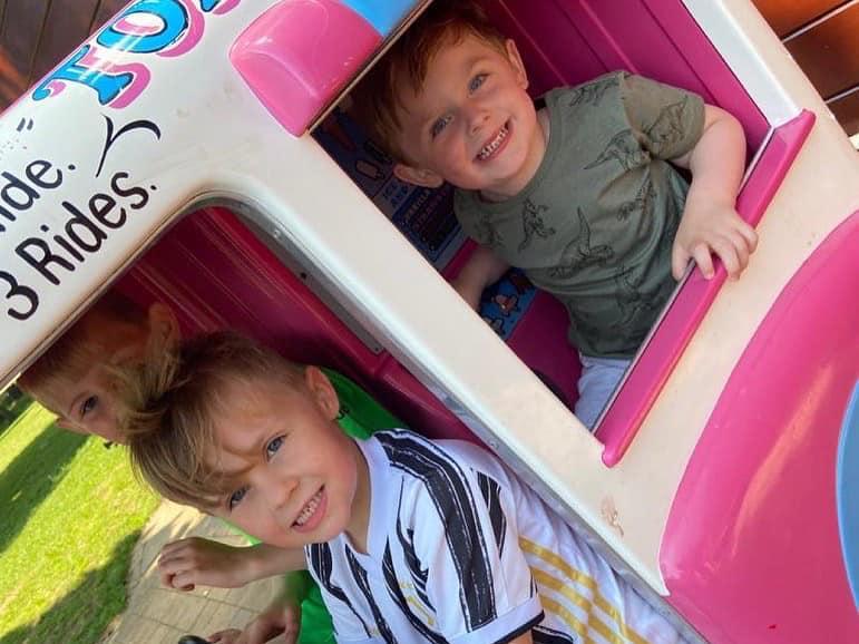 Enjoying the rides at Abington Park!