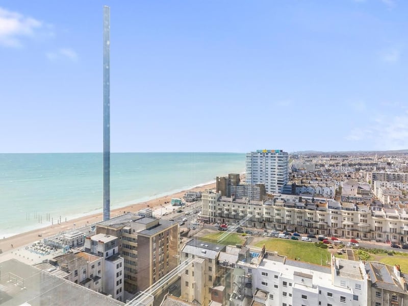 The flat has views of the city's piers and i360