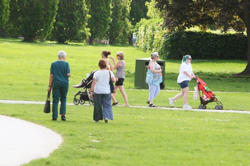People enjoying a stroll in the park