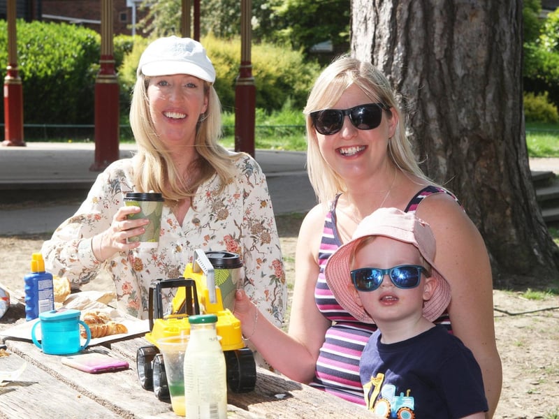 Rebecca Strange, left, Louise Osborne and son Jacob 2.
