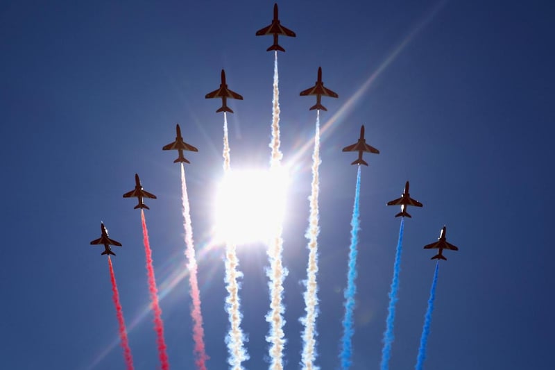 The Red Arrows will fly over Cambridgeshire this weekend (Pic: Getty)