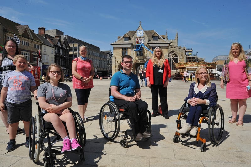 The launch of the Peterborough Unlimited campaign. From left: Hayley, Matthew and Rebecca Stannard; Samanatha Stokes; Graham Barnes; Julie Howell; Julie Fernandez and Sarah Pilbean