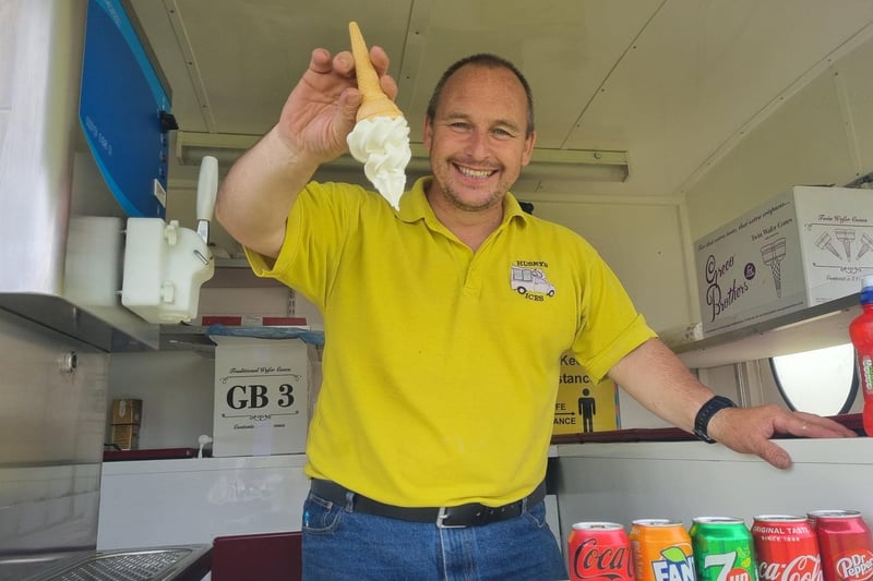 Neil Huskisson of Huskies Ices and Huskies Hot Food is first on site at 4.30am. He has been a regular on the same pitch for eight years and knows the ropes. Even his icecream knows its place.