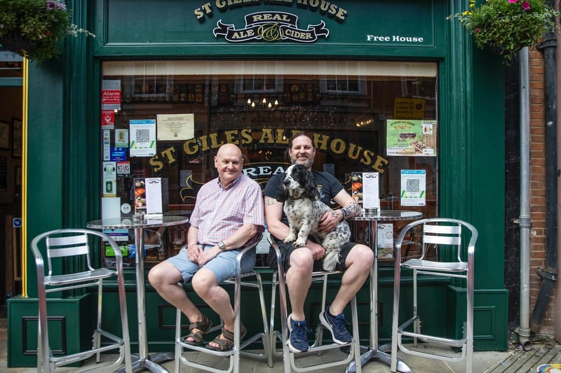 Co owners Mick Willis (left) and Terry Steers (right with Stella the dog) have revamped St Giles Ale House. Photo: Kirsty Edmonds.