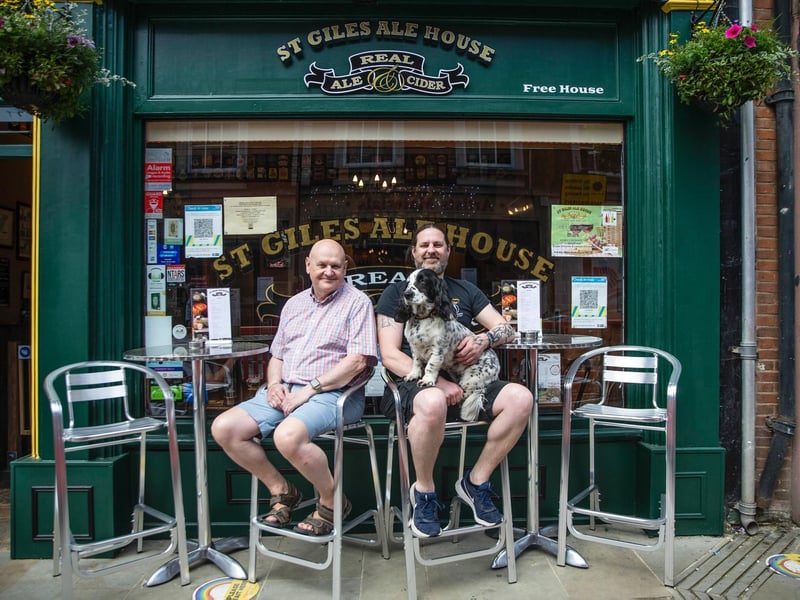 Co owners Mick Willis (left) and Terry Steers (right with Stella the dog) have revamped St Giles Ale House. Photo: Kirsty Edmonds.