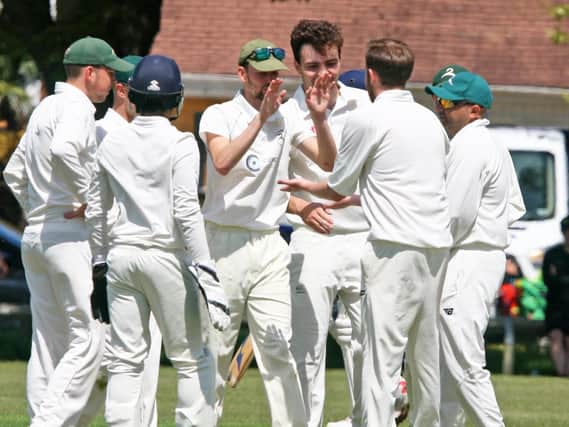 Lindfield celebrate a wicket against Burgess Hill