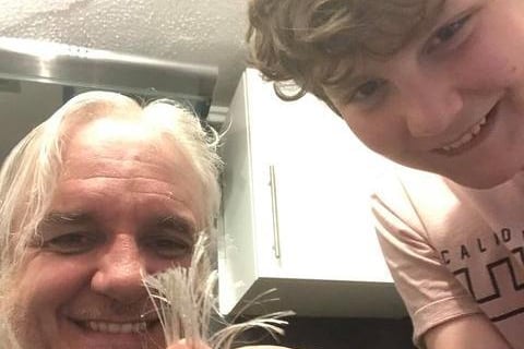 Tim let his 11-year-old son loose on his hair.