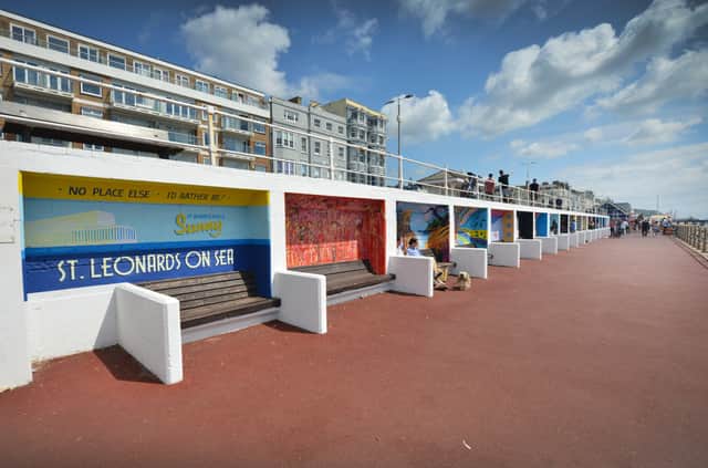 Community art project on St Leonards seafront next to Goat Ledge. SUS-210506-123906001