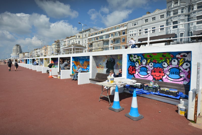 Community art project on St Leonards seafront next to Goat Ledge. SUS-210506-124211001