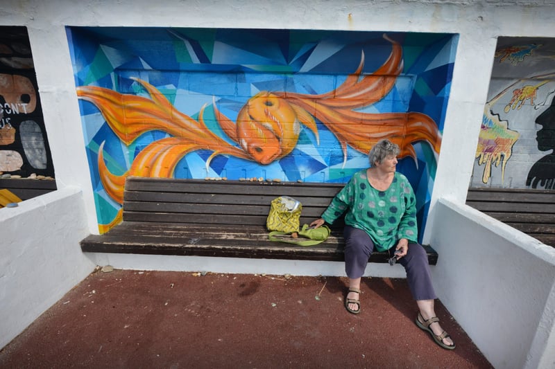Community art project on St Leonards seafront next to Goat Ledge. SUS-210506-124237001