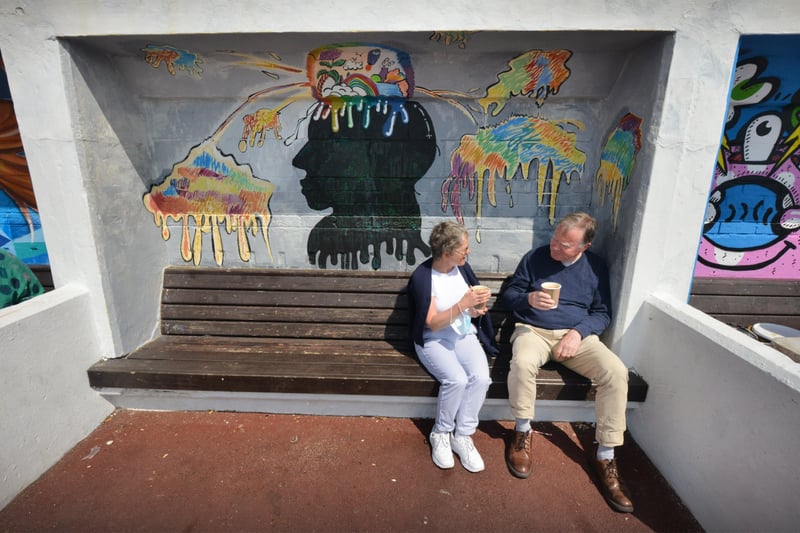 Community art project on St Leonards seafront next to Goat Ledge. SUS-210506-124250001