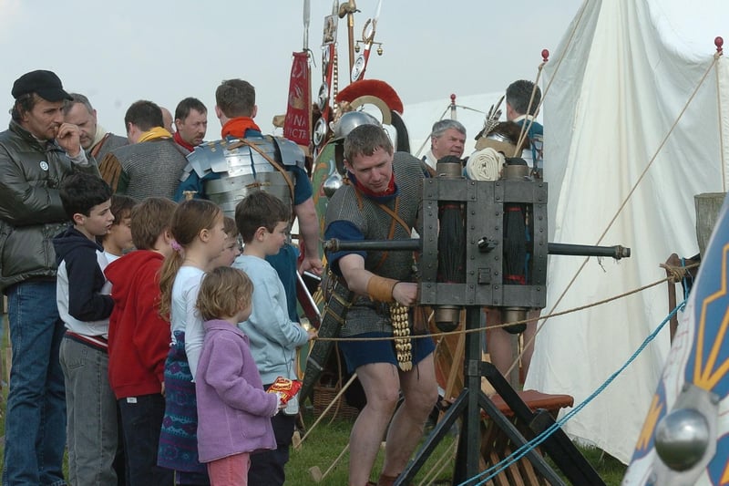 Members of the Roman military research society  giving a public demonstartion.