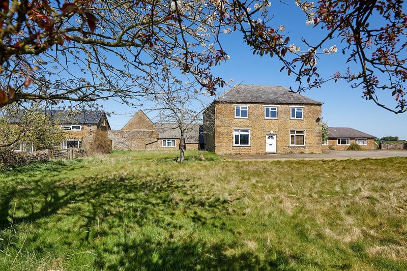 Front view of Sutton Lodge Farm on the market near King's Sutton