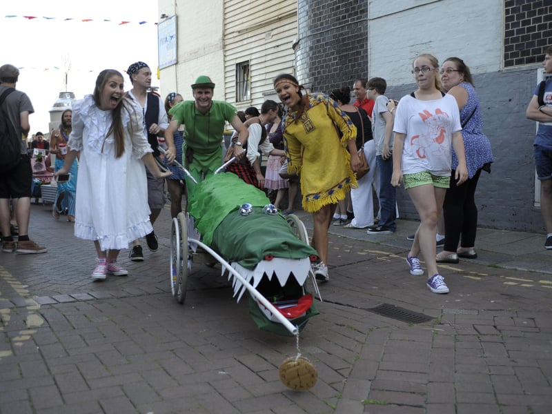 Hastings Old Town Carnival Week 2014: Pram Race.This event took place on Wednesday, July 30. Photo by Frank Copper SUS-211105-105715001