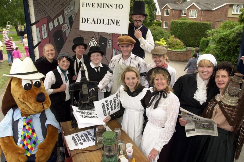 Printing press...celebrating it's 150th year, the Harborough Mail editorial and advertising team during the Carnival parade.  (Picture: Andrew Carpenter)