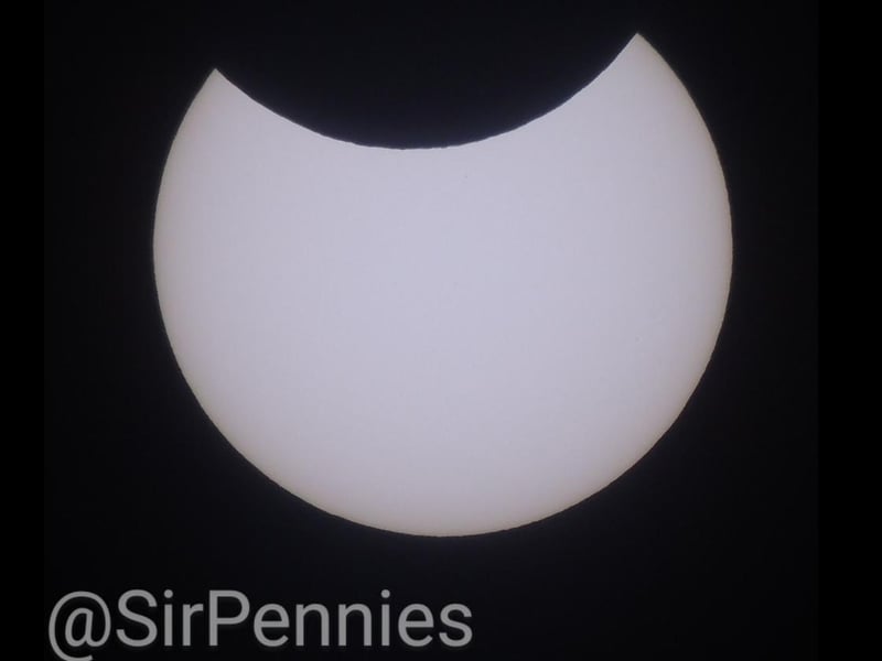 Northampton Twitter user @SirPennies captured this sharp shot by using solar filter paper between two pieces of cardboard over the lens of his camera before zooming in.