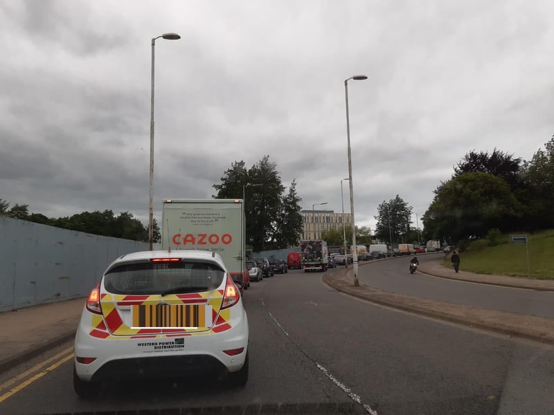 Traffic building up going out of town on Friday afternoon