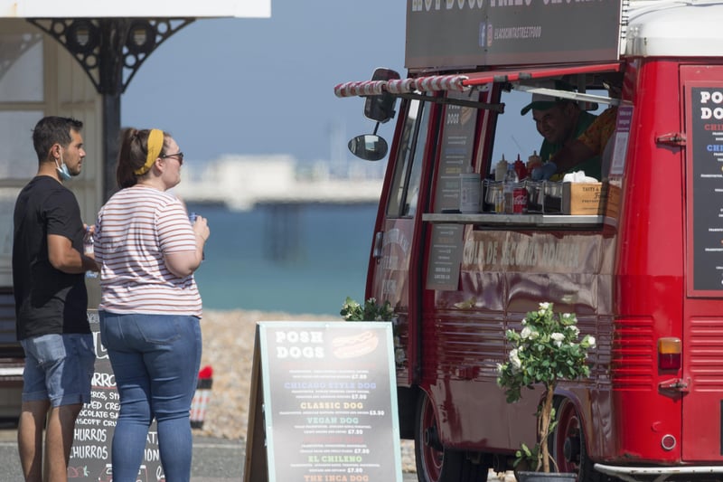 Grabbing a snack on Worthing seafront