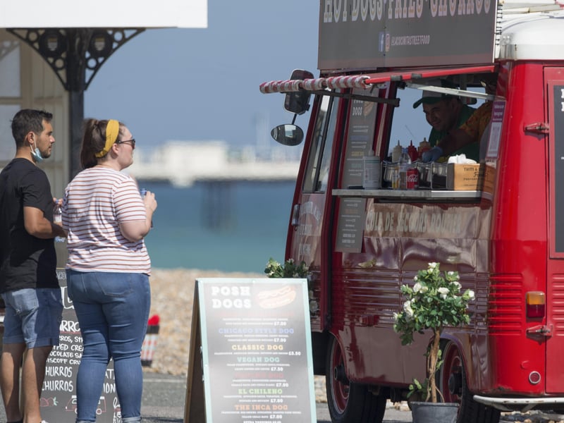 Grabbing a snack on Worthing seafront