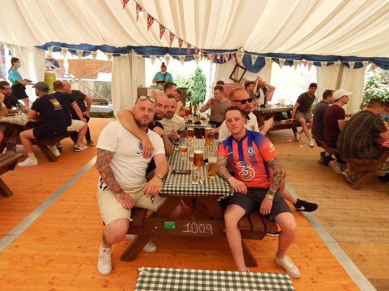 A group of friends ready for England v Croatia