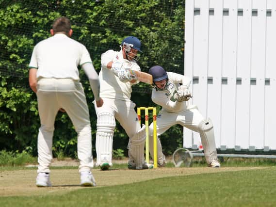 Malcolm Johnson on the attack for Eastbourne against Three Bridges