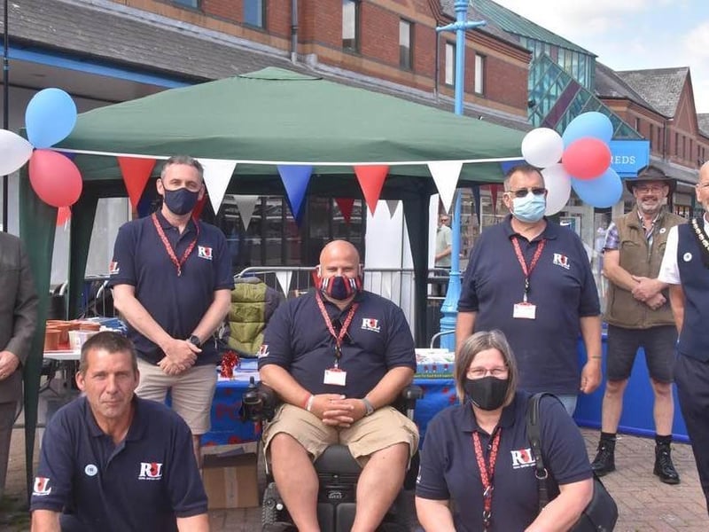Members of the Skegness branch wearing the t-shirt with the new logo of the Royal British Legion. Also pictured is the Mayor of Skegness Coun Trevor Burnham, who went along to support them.