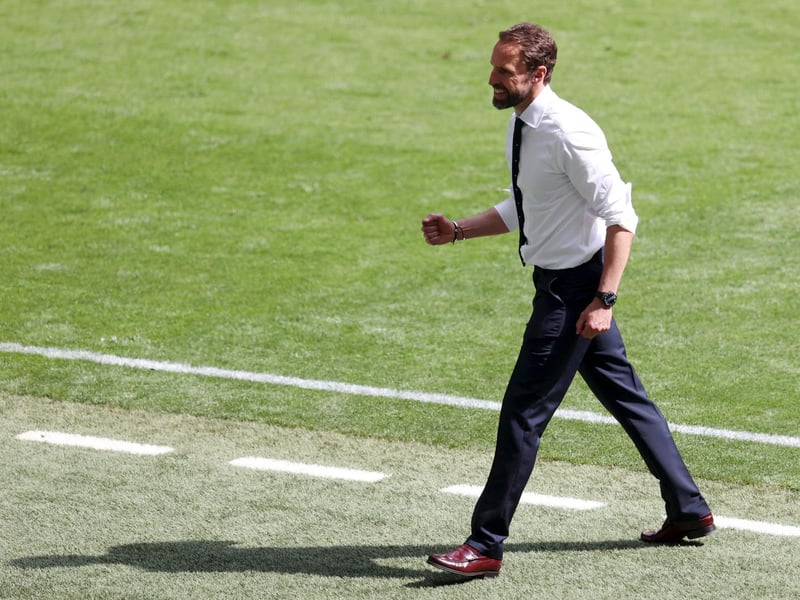 Gareth Southgate celebrates the win over Croatia