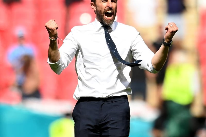 Gareth Southgate celebrates after the final whistle