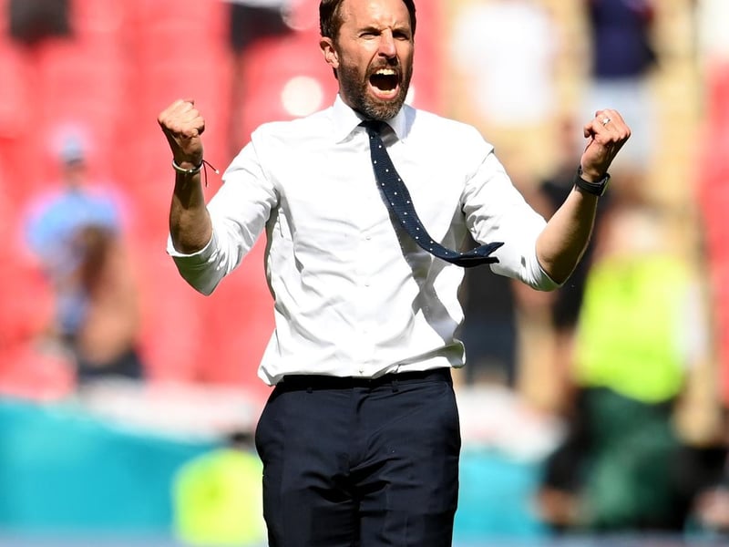 Gareth Southgate celebrates after the final whistle