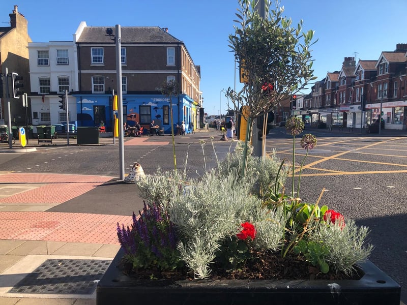 The planter outside The Old Bank on Boundary Road