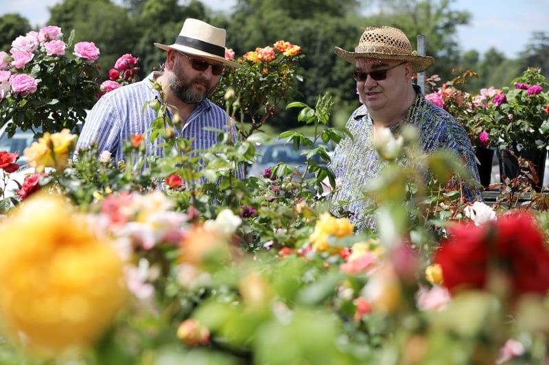 Peter Oakley, left, and Bruce Herriett at the Garden Show. Picture: Chris Moorhouse
