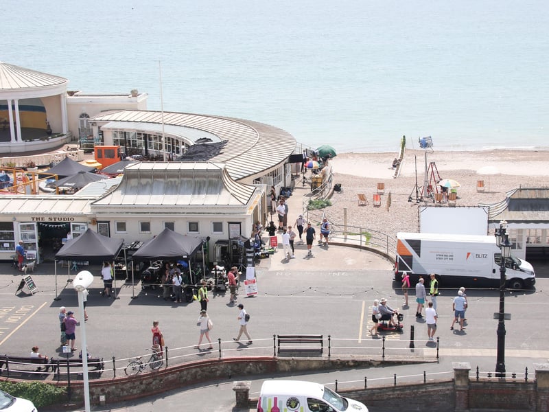 Film crews at Worthing Lido
