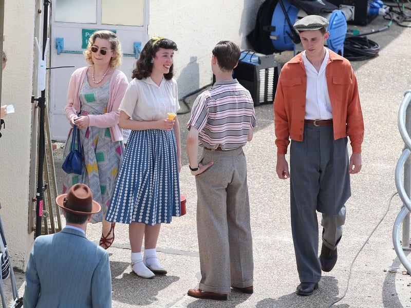 Film crews at Worthing Lido