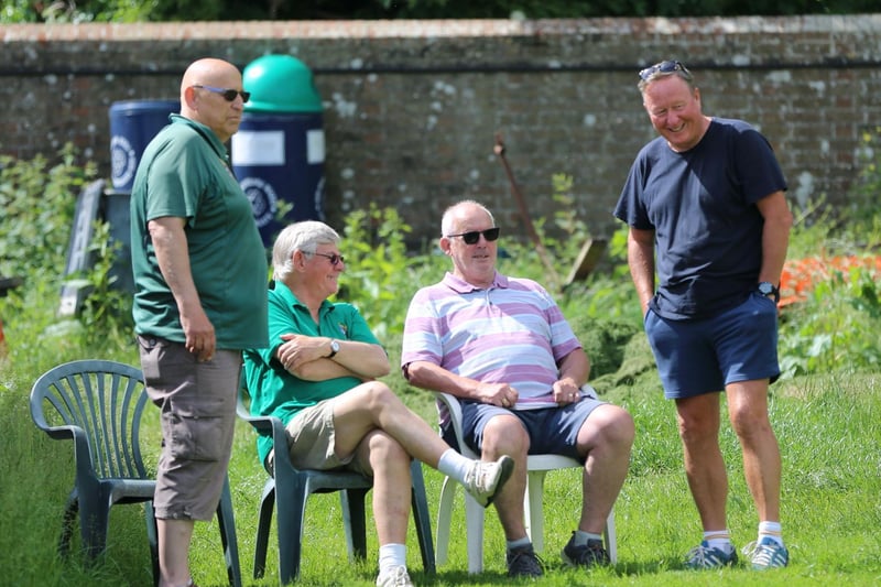 The Bognor squad were put through their paces on a sweltering day as thoughts turn to the new Isthmian League season... and these four are NOT the new back four / Picture: Martin Denyer