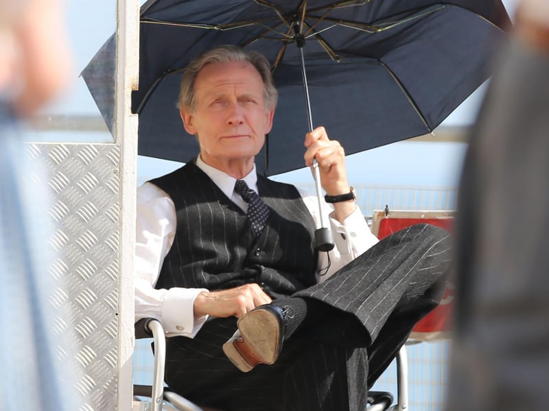Bill Nighy was filming at Worthing Lido this week. Other actors were seen wearing what looked to be 1950s clothing.