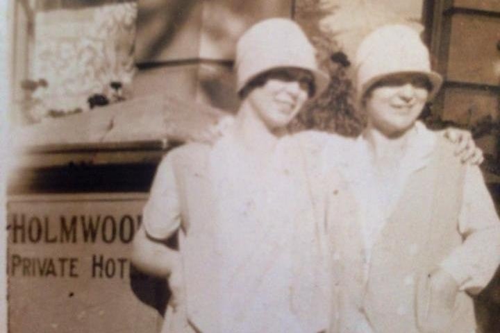Steve Knott's grandmother and her sister in around 1920 outside the Holmwood Private Hotel in Eastbourne