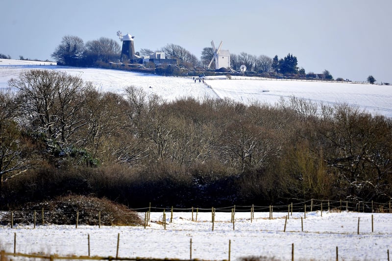 Jack and Jill windmills in the snow. This picture was also taken by Steve Robards in 2018.