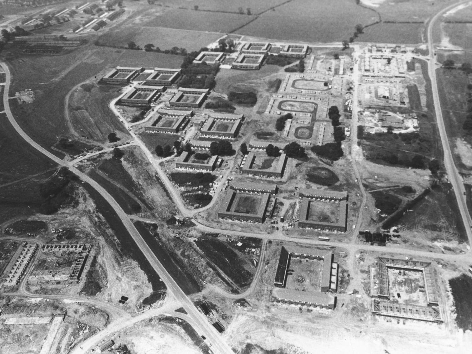 An aerial shot of early Milton Keynes