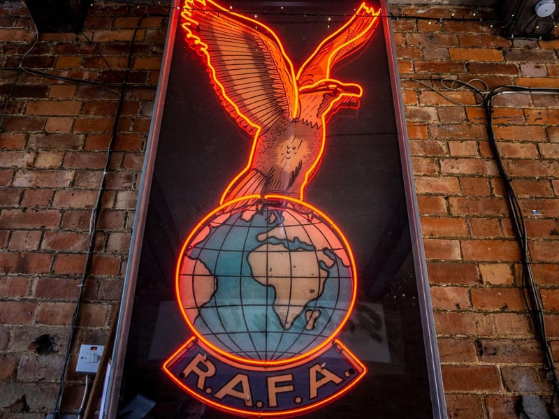 The neon masthead from the former R.A.F.A club on Somerset Street, which shut in 2015. Steve said: "People have offered £2,500 but I would never sell it."