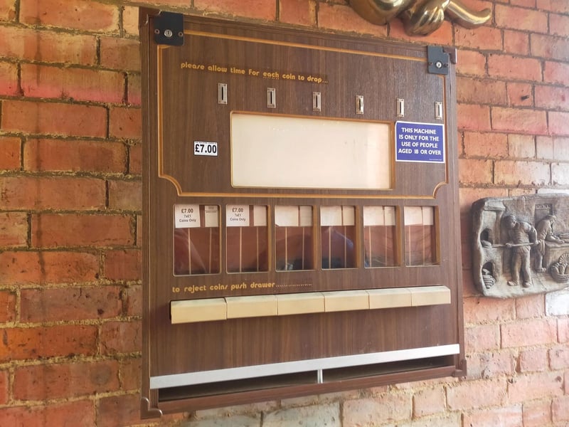 The cigarette machine from the Cheyne Walk Club.