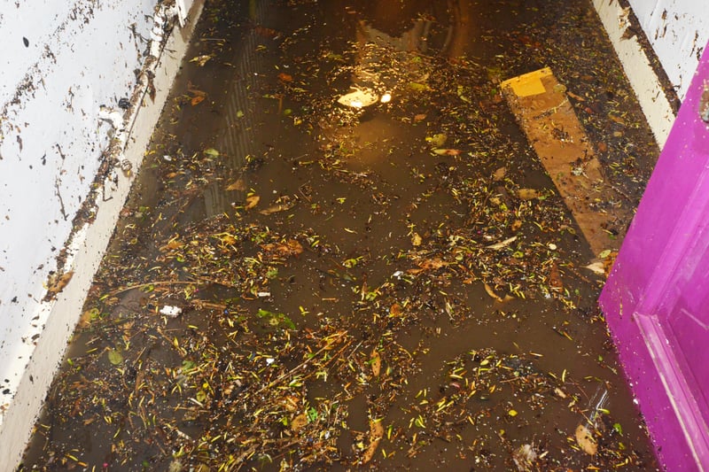 Basement area of a property in South Terrace, Hastings, flooded during a storm on 16/6/21. SUS-210617-135618001