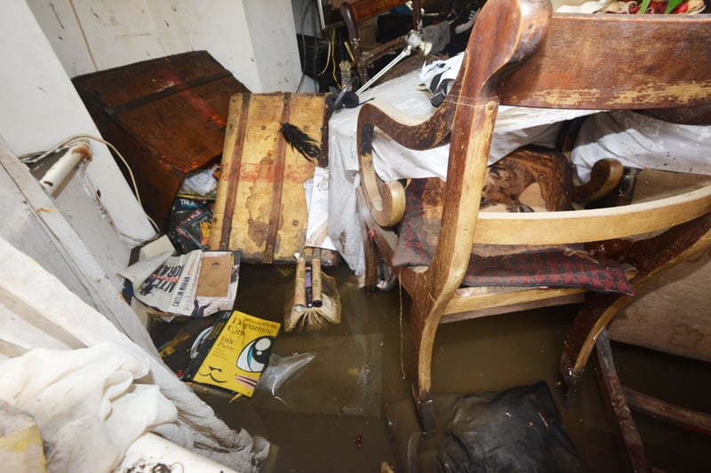 Basement area of a property in South Terrace, Hastings, flooded during a storm on 16/6/21. SUS-210617-140002001