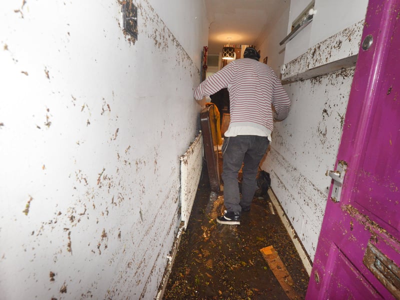 Basement area of a property in South Terrace, Hastings, flooded during a storm on 16/6/21. SUS-210617-140207001
