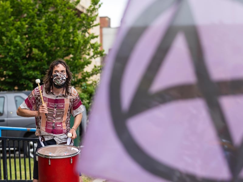 Protesters from the Climate Change activist group Extinction Rebellion demonstrated outside Northampton Magistrates' Court today (Thursday, June 17) in support of 'The Barclaycard Six'. Photo: Leila Coker
